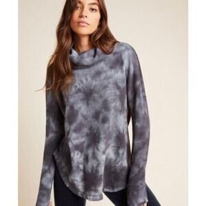 ANTHROPOLOGIE Maeve Ainsley Turtleneck Waffle Long Sleeve Tie Dye Small S